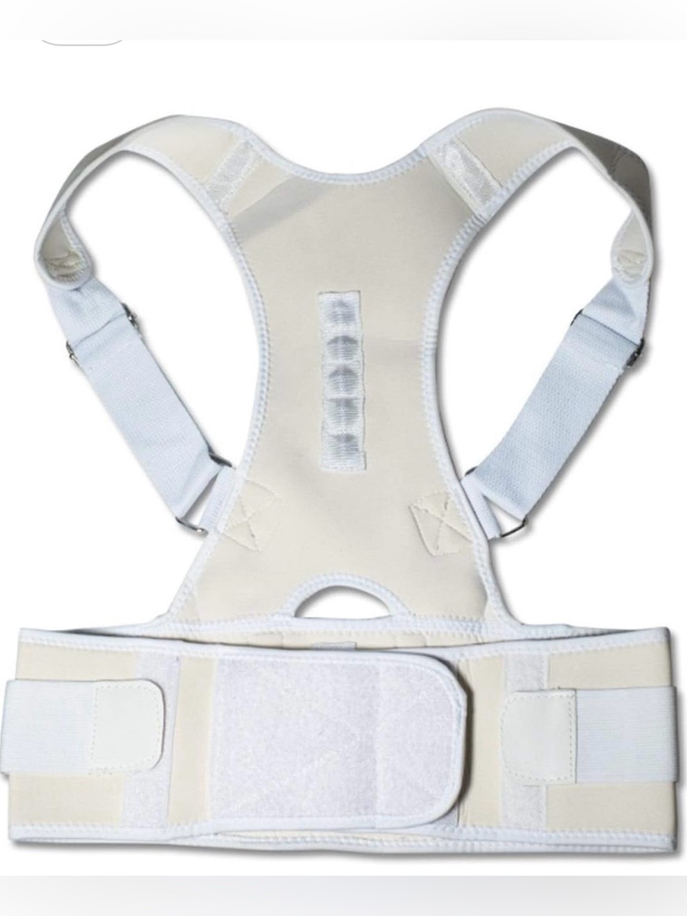 Adjustable Magnetic Shoulder Back Brace Posture Corrector Lumbar Support XLWhite